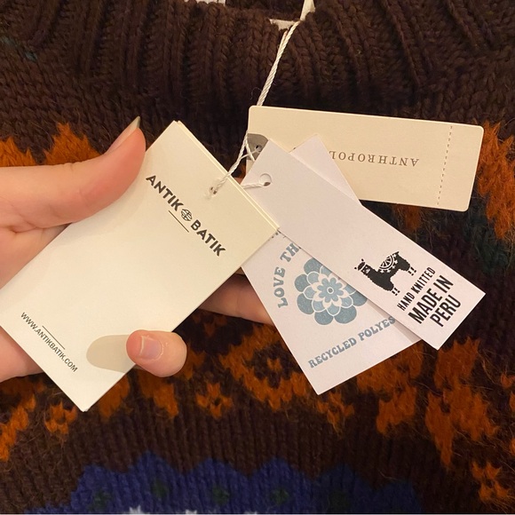 NWT Antik Batik Roloh Wool & Alpaca Fair Isle Long Puff Sleeve Crew Neck Sweater - Picture 6 of 8